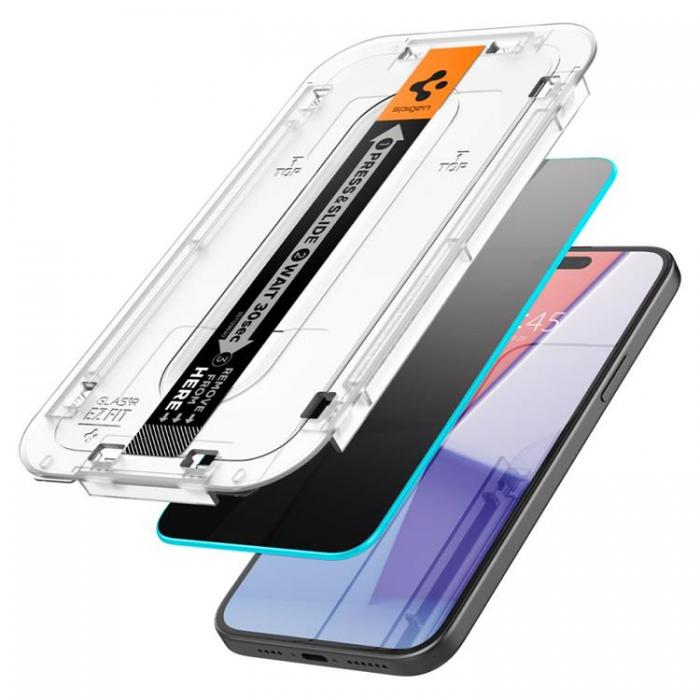 Spigen - Spigen iPhone 15/16 Hrdat Glas Skrmskydd Privacy