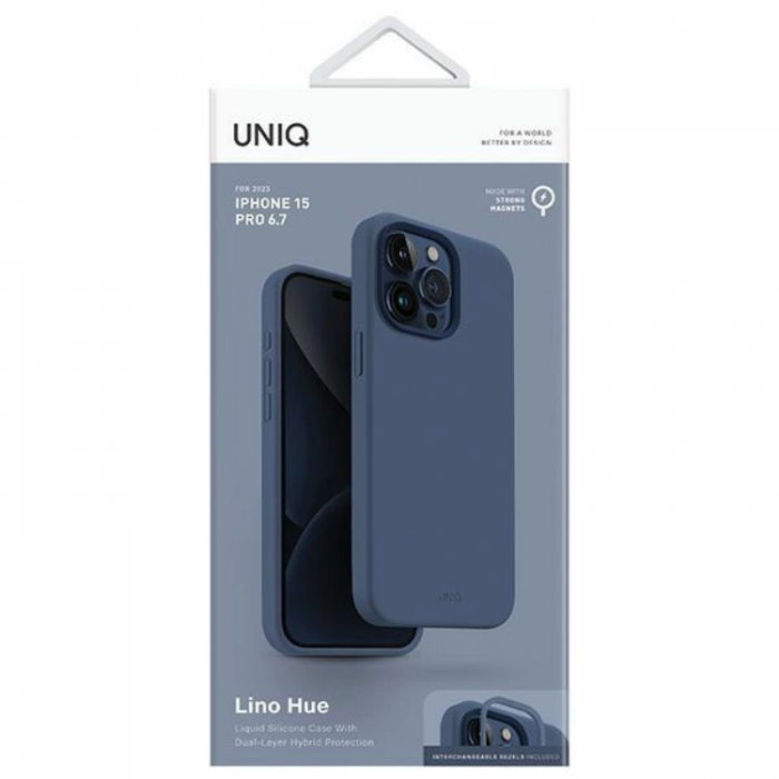 UNIQ - Uniq iPhone 15 Pro Max Mobilskal Magsafe Lino Hue - Marinbl