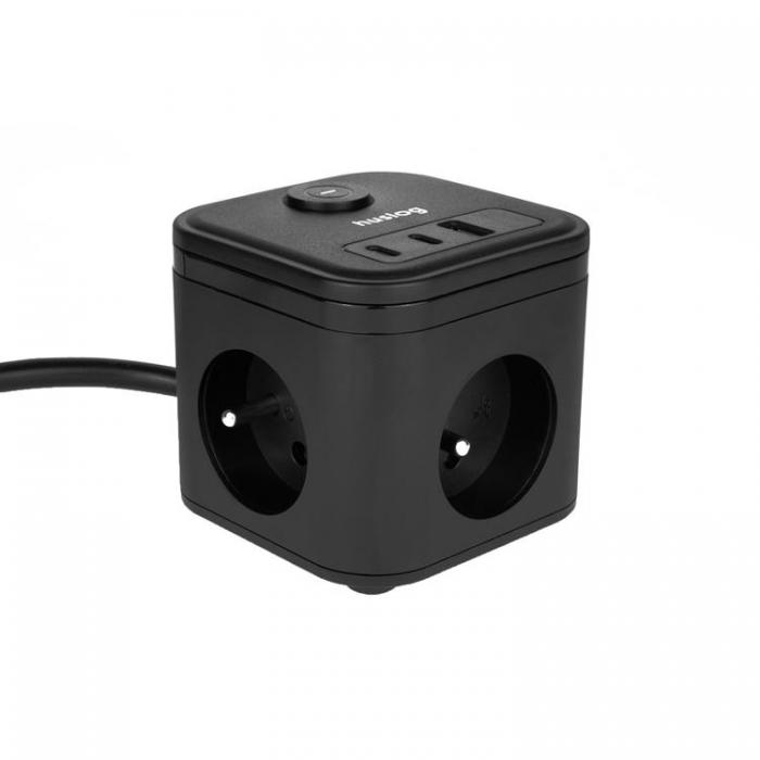 Huslog - Huslog Cube Extension Cord PD 20W - Svart