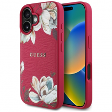 Guess - Guess iPhone 16 Mobilskal Magsafe Flower Pattern - Fuchsia