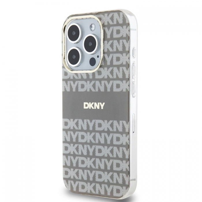 DKNY - DKNY iPhone 15 Pro Max Mobilskal Magsafe IML Mono & Stripe - Beige