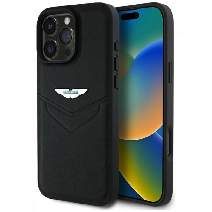 Aston Martin - Aston Martin iPhone 16 Pro Max Mobilskal Lder Victory Design - Svart