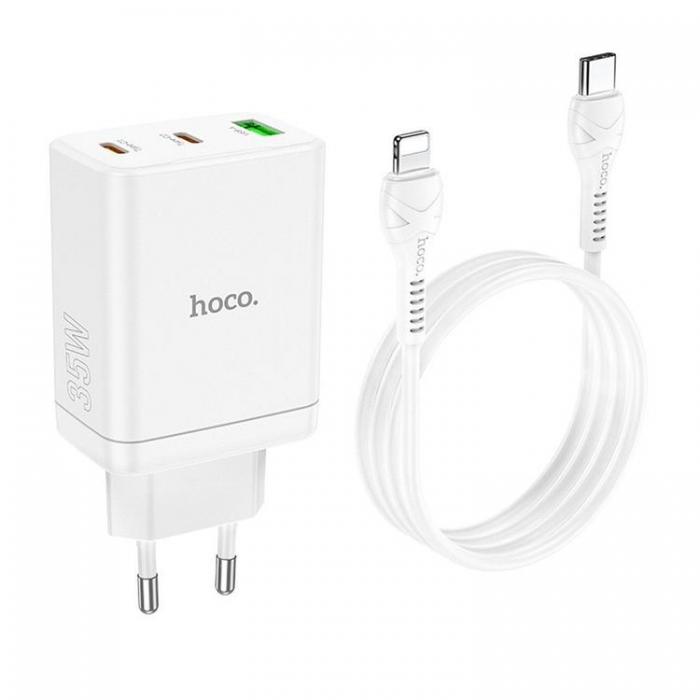 Hoco - Hoco Vggladdare 35W 2xType C - USB A med Typ-C to Lightning Kabel 1m