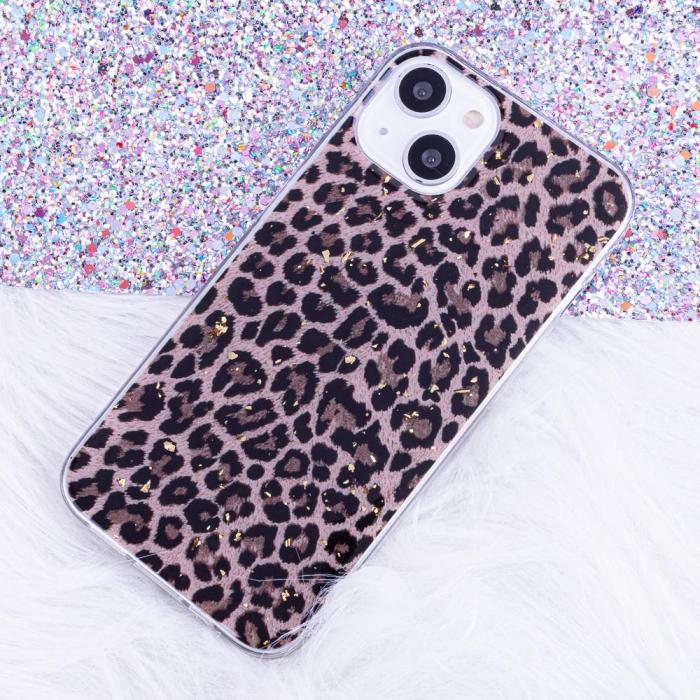 OEM - Guld Glam Skal fr Samsung Galaxy A33 5G leopardmnster