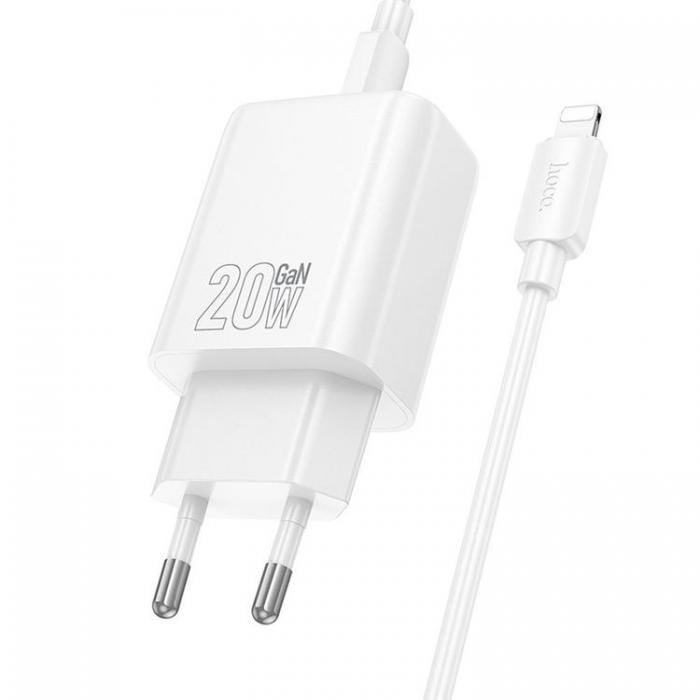 Hoco - HOCO Vggladdare USB/USB-C 20W USB-C/Lightning Kabel N61 PD QC