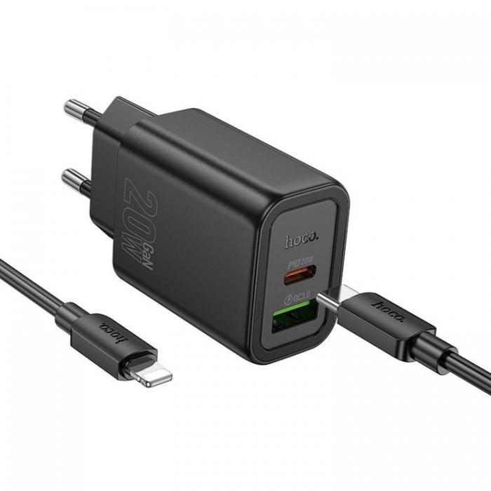 Hoco - HOCO Vggladdare USB/USB-C 20W USB-C/USB-C Kabel N61 PD QC