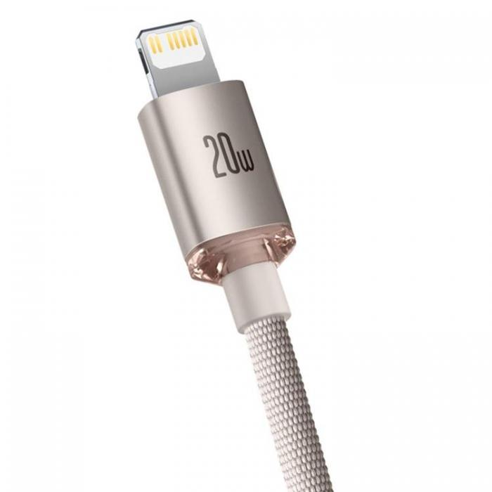 BASEUS - Baseus USB-C Till Lightning Kabel 20W 1.2m Crystal Shine Rosa