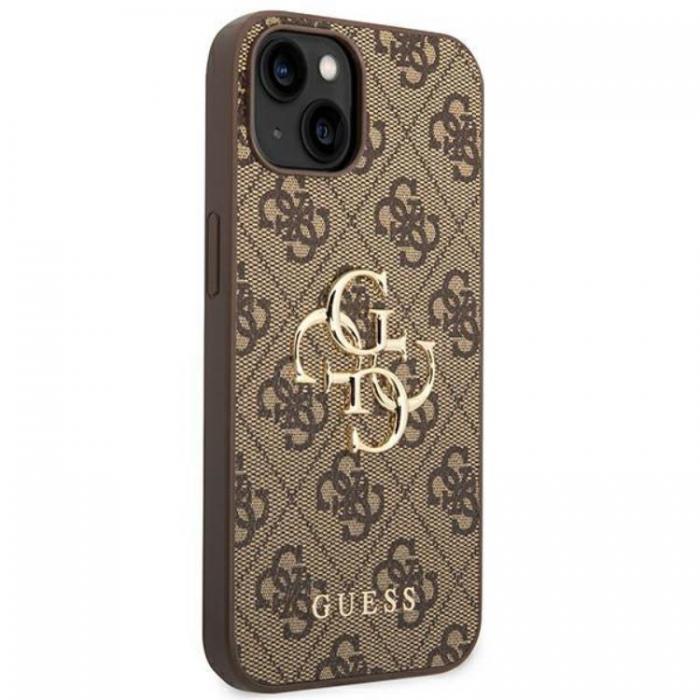 Guess - GUESS iPhone 14 Skal Big Metall Logo - Brun