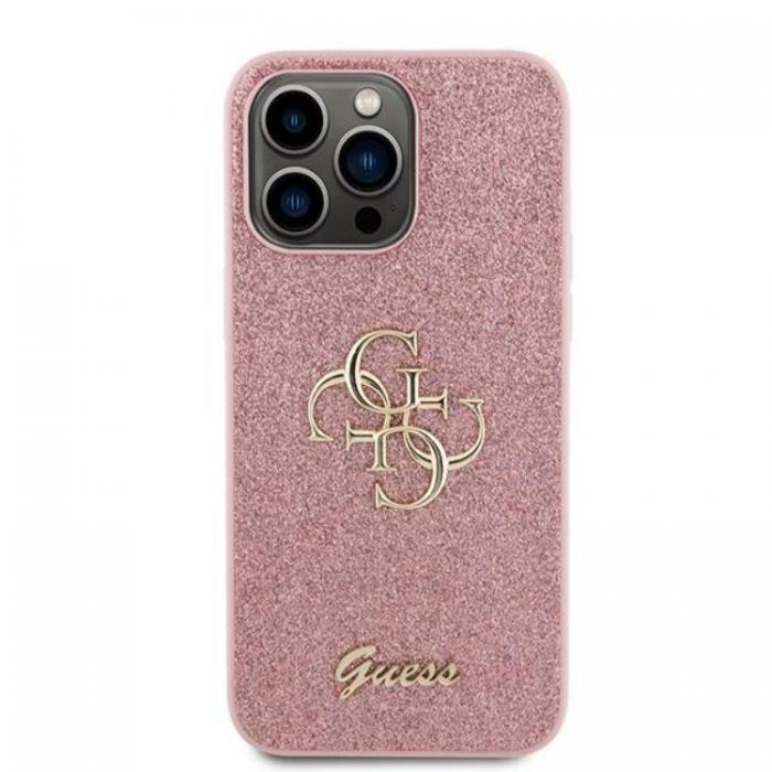 Guess - Guess iPhone 15 Pro Mobilskal Glitter Script Big - Rosa