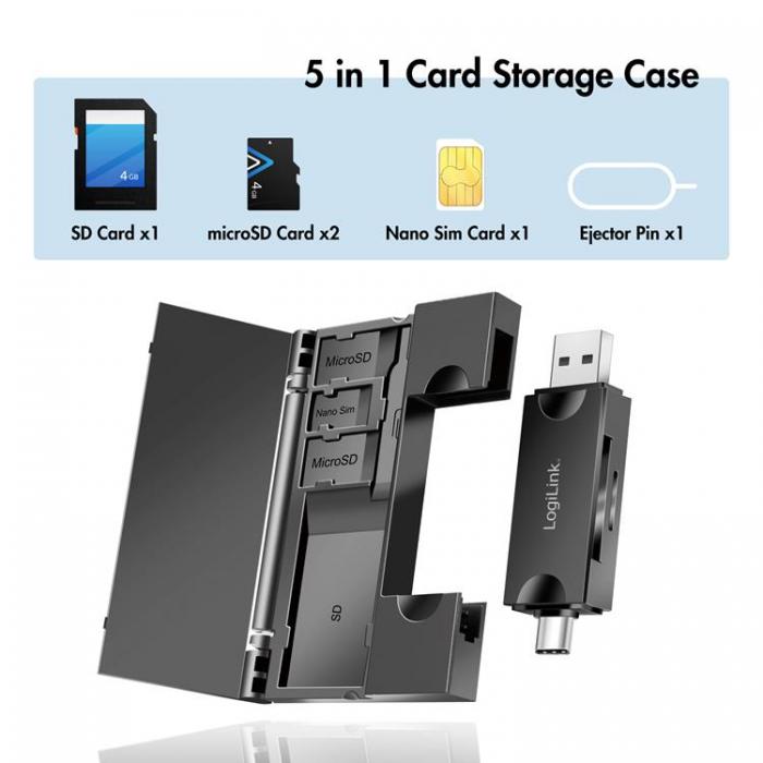 LogiLink - Logilink Minneskortslsare USB-C Med USB-A MicroSDoch SD-kord