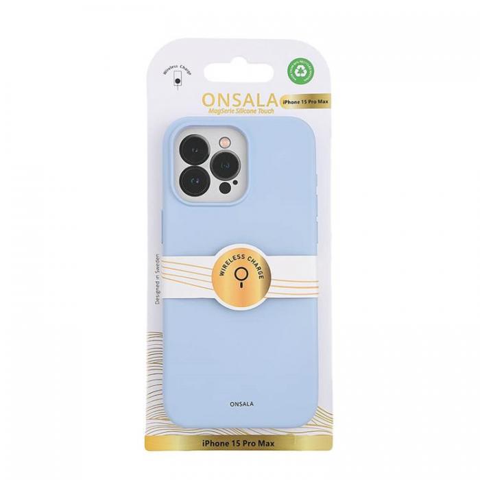 Onsala - Onsala iPhone 15 Pro Max Mobilskal Magsafe Silicone - Ljusbl