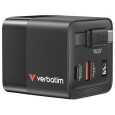 Verbatim - Verbatim Snabbladdare 65W GaN USB-C USB-A EU/UK/US - Svart