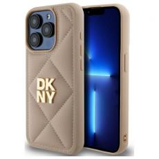 DKNY - DKNY iPhone 15 Pro Mobilskal Quilted Stack Logo - Beige