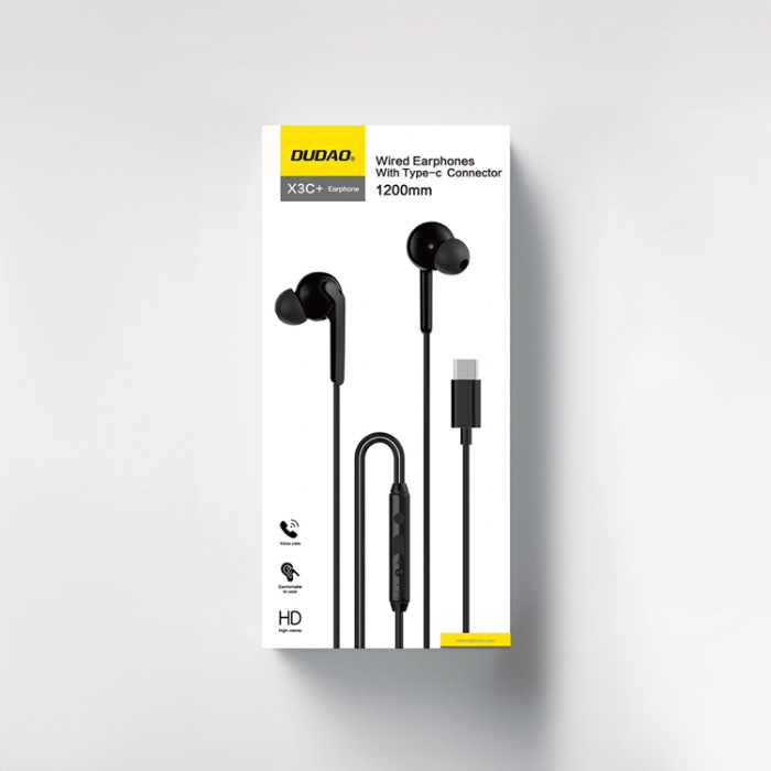 Dudao - Dudao In-Ear Hrlurar USB-C 1.2m X3C Plus - Svart