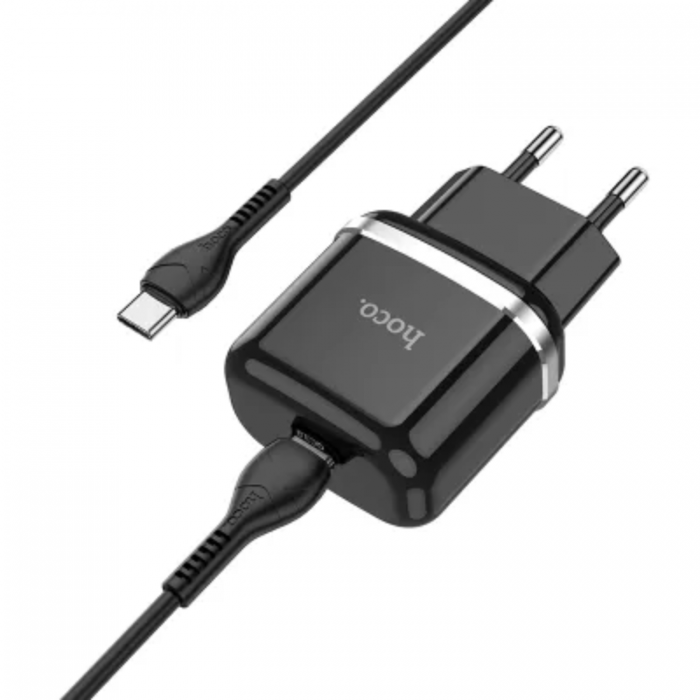 Hoco - Hoco Vggladdare USB-C Med USB-C Kabel - Svart