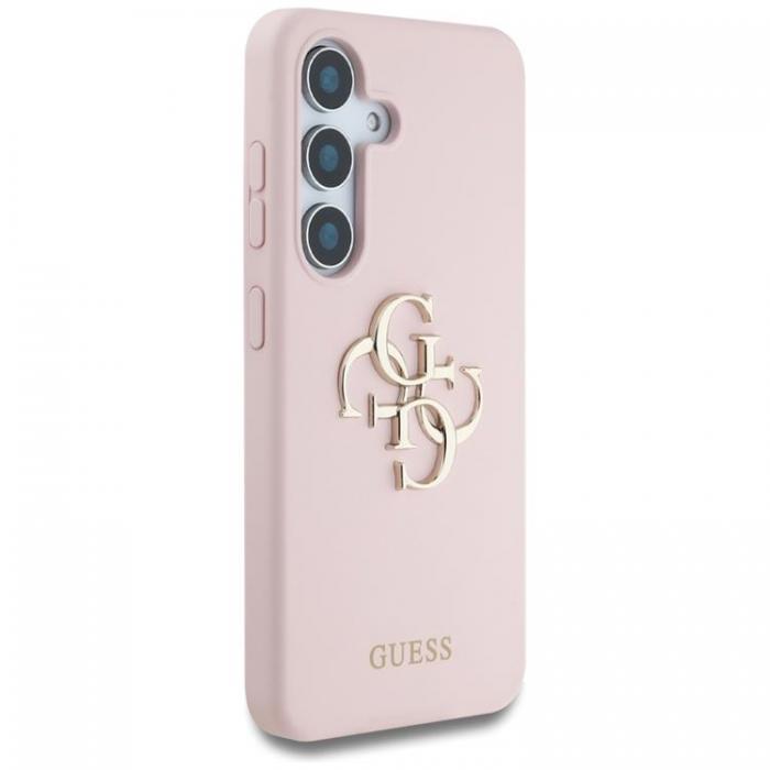 Guess - Guess Galaxy S25 Mobilskal Silikon Big 4G Bottom Script - Rosa