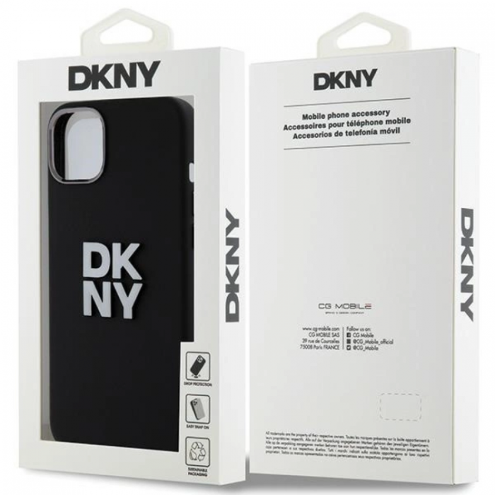 DKNY - DKNY iPhone 15/14/13 Mobilskal Liquid Silikon Metal Logo - Svart