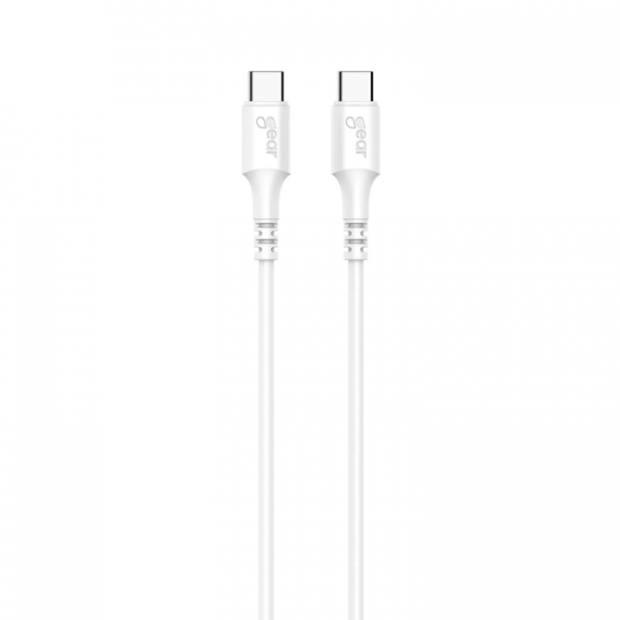 GEAR - GEAR USB-C till USB-C kabel 2.0 1m Vit Rund kabel