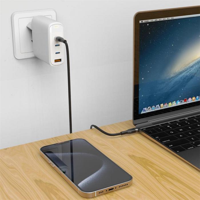 WIWU - WIWU Snabbladdare 3x USB-C Till USB 120W EU GaN - Vit