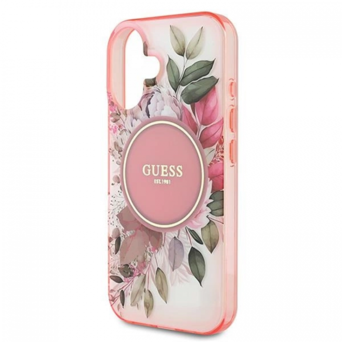 Guess - Guess iPhone 16 Mobilskal MagSafe IML Flower & Tonal Circle