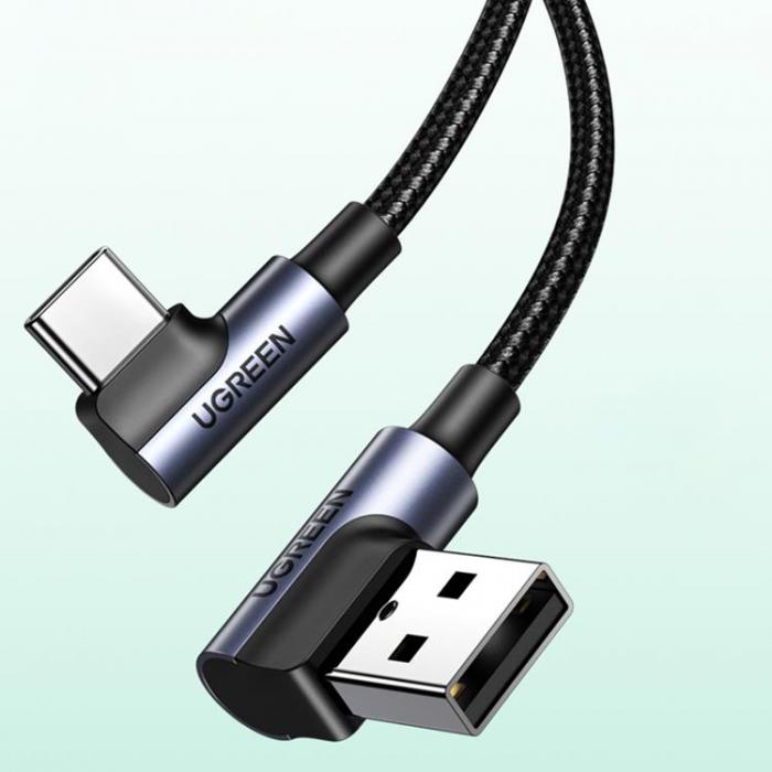 Ugreen - Ugreen 90 Angled USB-C till USB-A kabel 3m - Svart