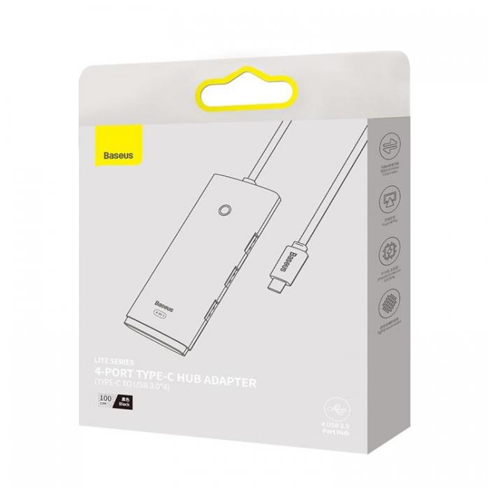 BASEUS - Baseus HUB USB-C 4x USB-A till USB-C Kabel 1m - Svart