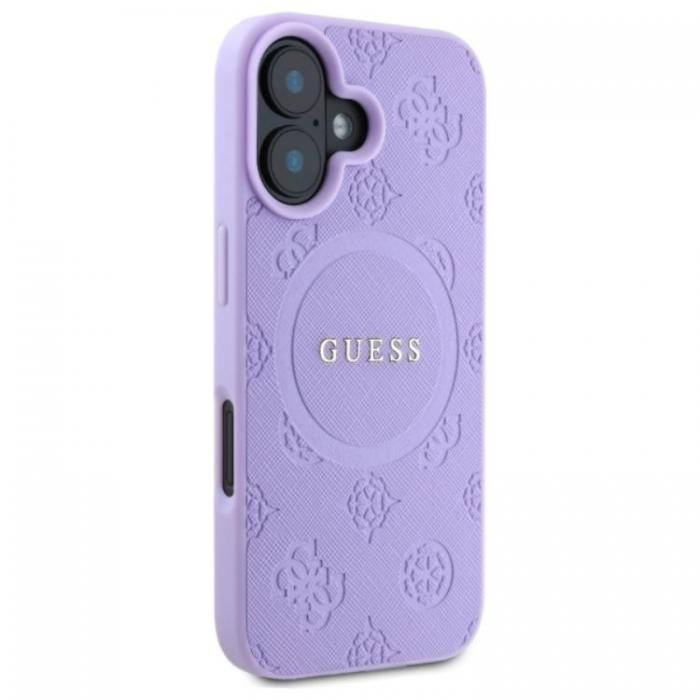 Guess - Guess iPhone 16 Plus Mobilskal Magsafe Saffiano Peony Classic Logo - Lila