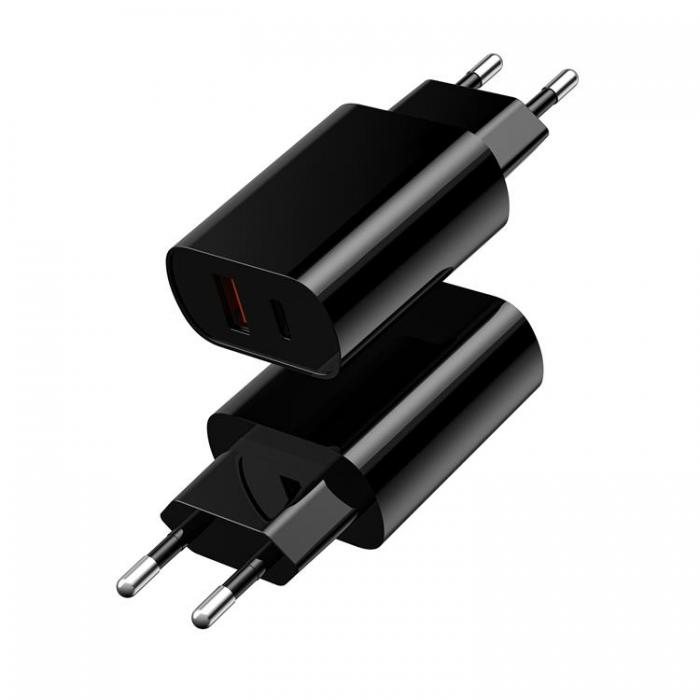 WIWU - WIWU Snabbladdare 20W USB Till USB-C Wi-U002 PD QC - Svart