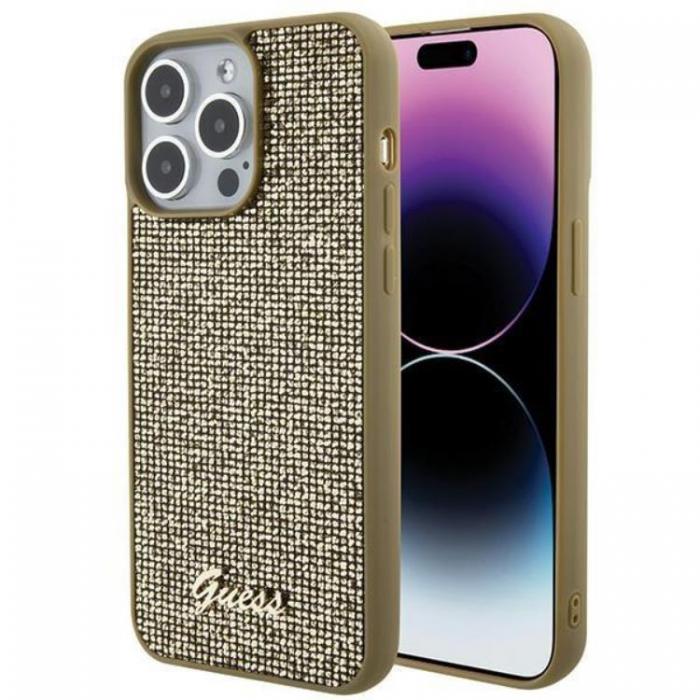 Guess - Guess iPhone 15 Pro Max Mobilskal Disco Metal Script - Guld