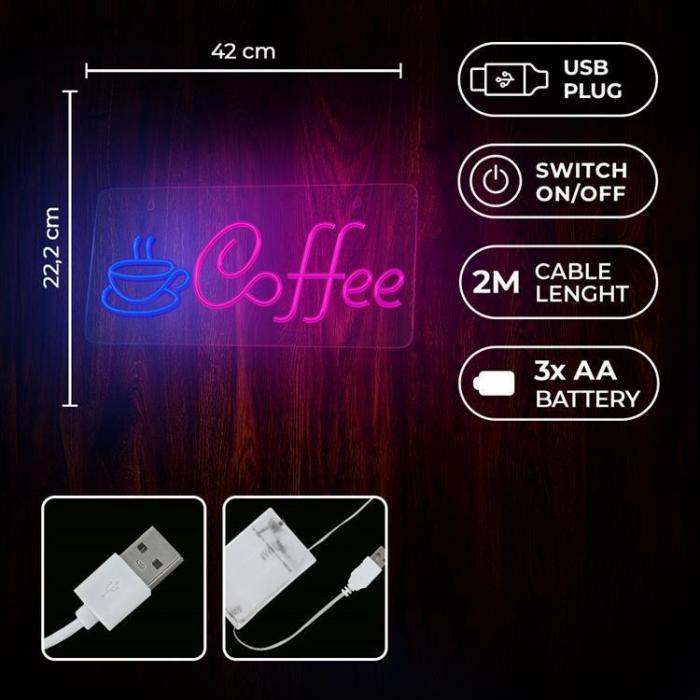 Neolia - Neolia LED Neon PLEXI COFFEE NNE11 - Rosa/Bl