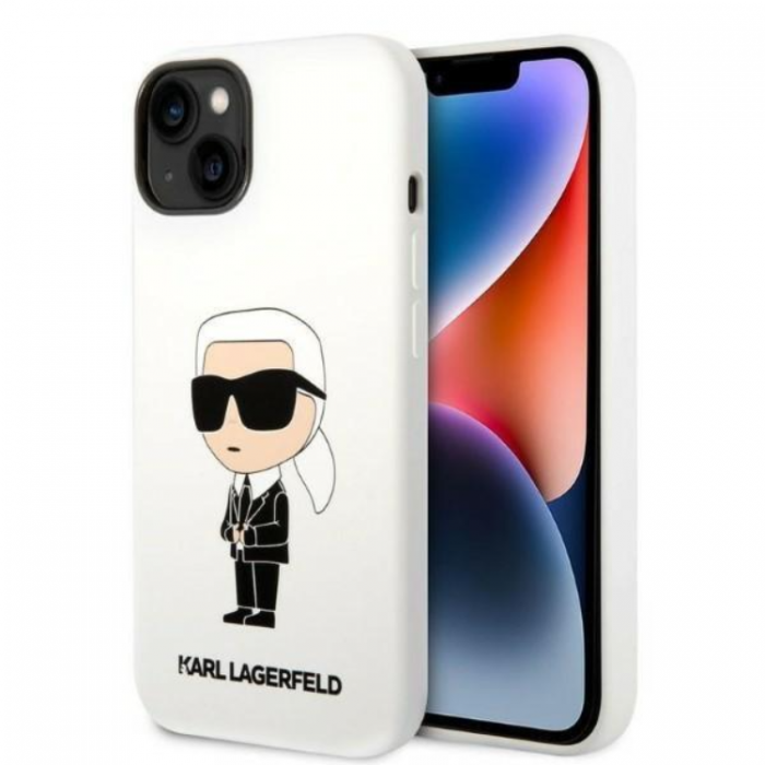 KARL LAGERFELD - Karl Lagerfeld iPhone 14 Plus Skal Silicone Ikonik - Vit