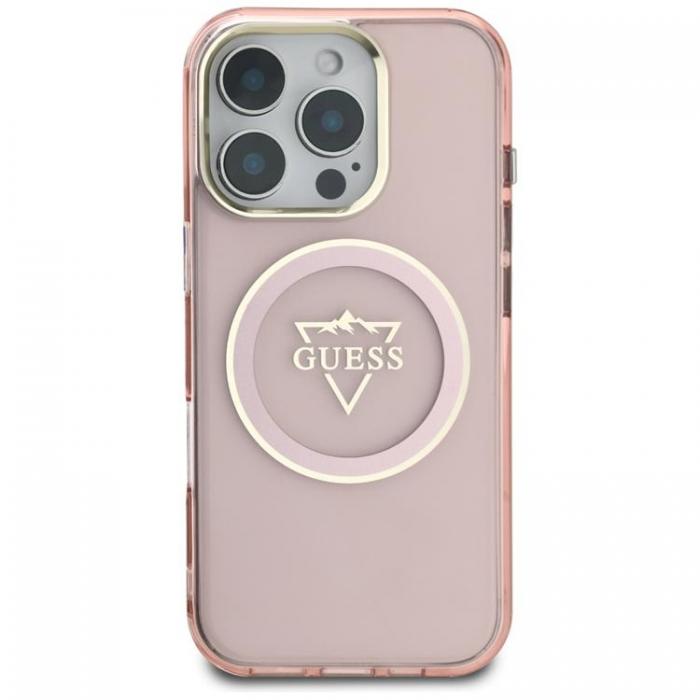 Guess - Guess iPhone 16 Pro Max Mobilskal MagSafe IML Mountain Logo - Rosa