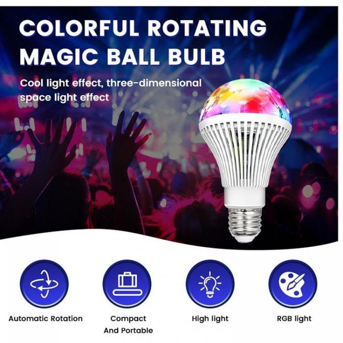 OEM - Disco LED-lampa Mini Partyljus RGB roterande E27 LBCRL