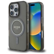 Guess - Guess iPhone 16 Pro Max Mobilskal MagSafe IML Glitter Circle - Svart