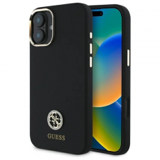 Guess - Guess iPhone 16 Mobilskal Silikon Logo Strass 4G - Svart