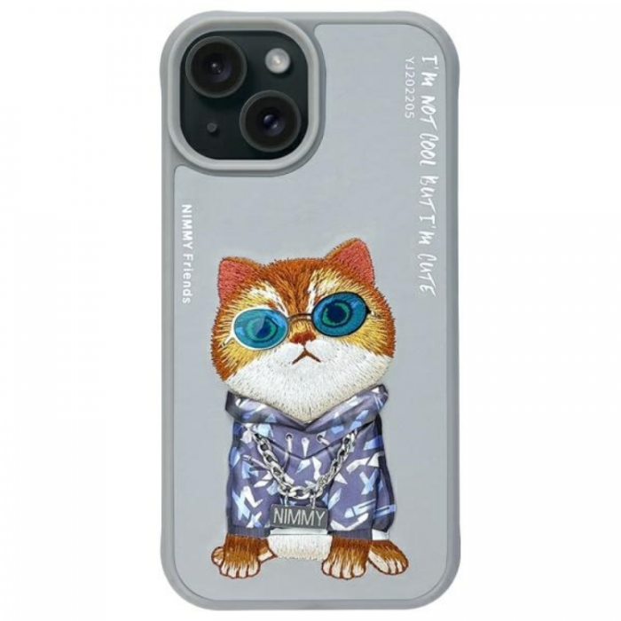 NIMMY - Nimmy iPhone 15 Mobilskal Glasses Cool Cat - Gr