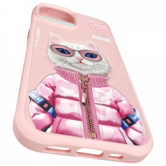 NIMMY - Nimmy iPhone 15 Mobilskal Cool & Cute 2.0 Cat - Rosa