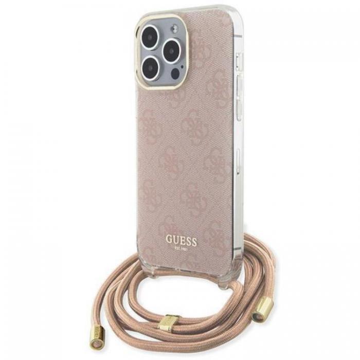 Guess - Guess iPhone 15 Pro Max Mobilskal Crossbody Cord Print - Rosa