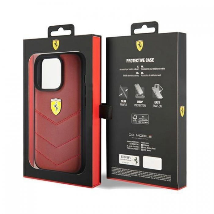 Ferrari - Ferrari iPhone 15 Pro Mobilskal Lder Stitched Lines