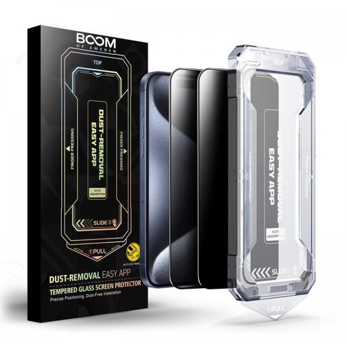 Boom of Sweden - LIVSTIDSGARANTI - BOOM iPhone 15 Pro Max Privacy Hrdat Glas Skrmskydd 2st