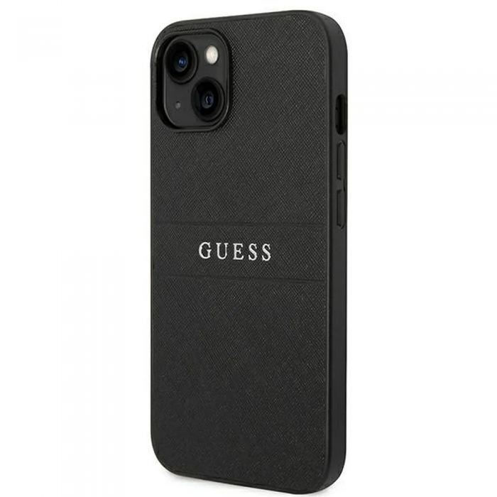 Guess - GUESS iPhone 14 Plus Skal Glitter Flakes Script Metal Logo - Svart