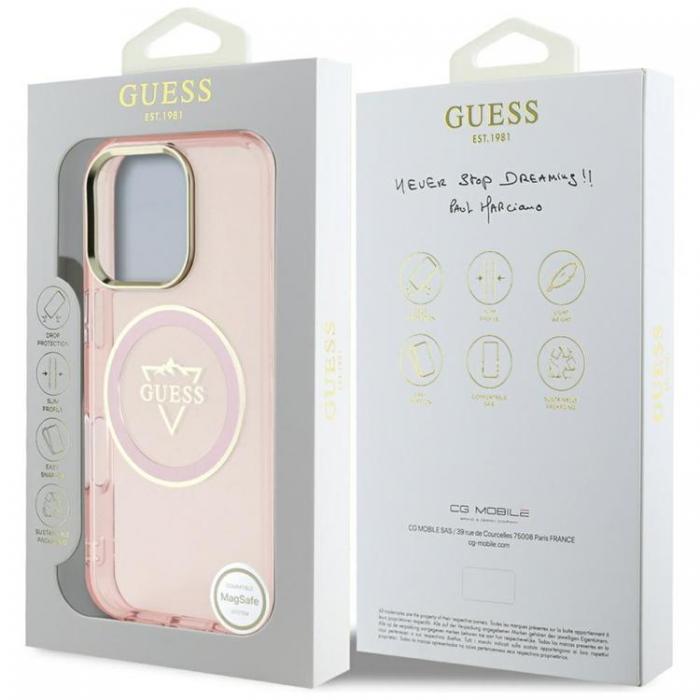 Guess - Guess iPhone 16 Pro Max Mobilskal MagSafe IML Mountain Logo - Rosa