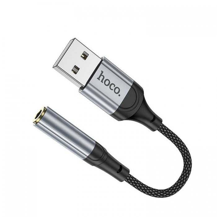 Hoco - Hoco Adapter USB-A till Aux Jack 3.5mm 0.12m LS36 - Svart