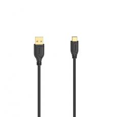 Hama - HAMA USB-C till USB-A kabel Flexi-Slim 0.75m - Guld/Svart