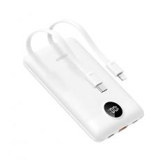 Veger - VEGER Powerbank 10000 mAh 22.5W med Lightning/Typ-C Kabel - Vit