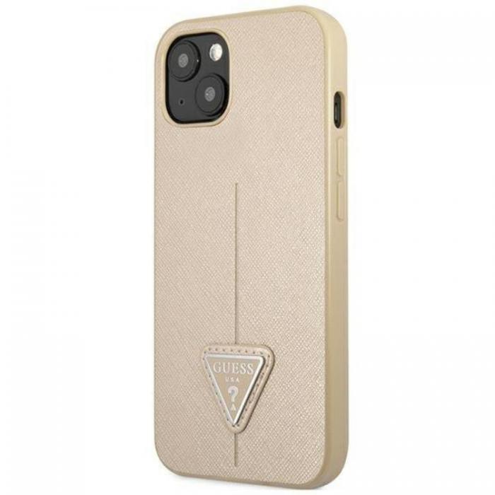 Guess - GUESS iPhone 14 Plus Skal Saffiano Triangle Logo - Beige