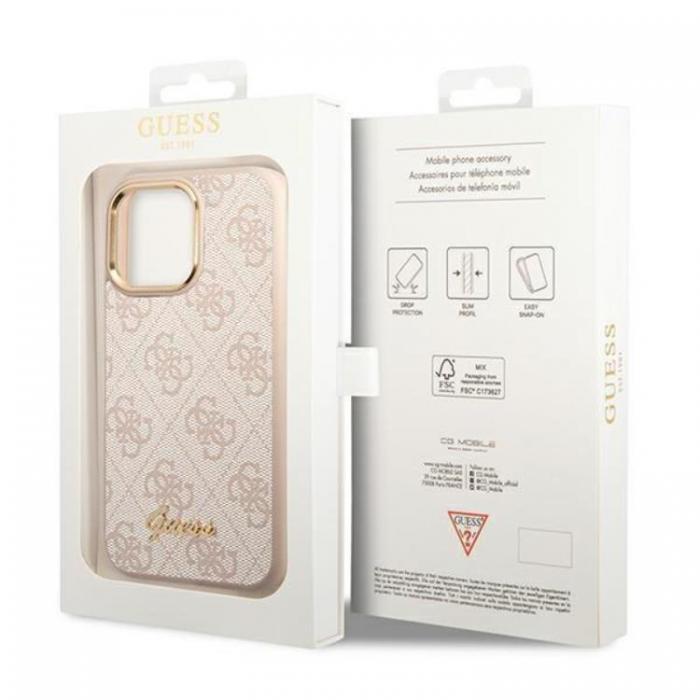 Guess - GUESS iPhone 14 Pro Max Skal 4G Vintage Gold Logo - Rosa