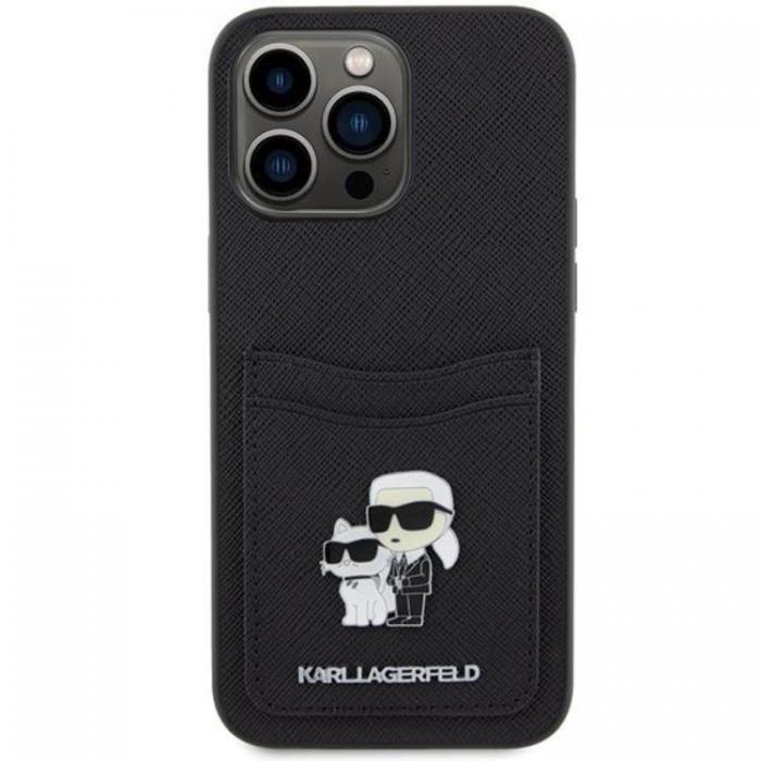 KARL LAGERFELD - Karl Lagerfeld iPhone 15 Pro Max Mobilskal Korthllare KC - Svart