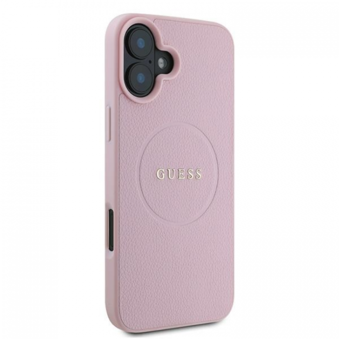 Guess - Guess iPhone 16 Plus Mobilskal Magsafe Grained Ring - Rosa