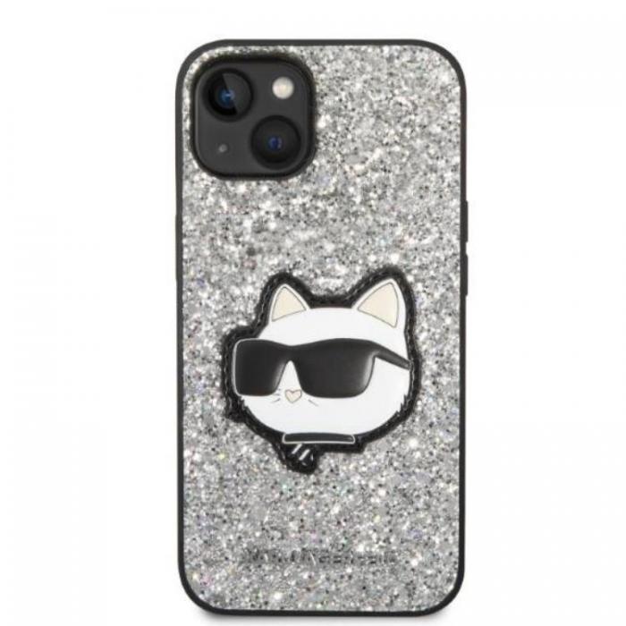 KARL LAGERFELD - Karl Lagerfeld iPhone 14 Plus Skal Glitter Choupette Patch - Silver